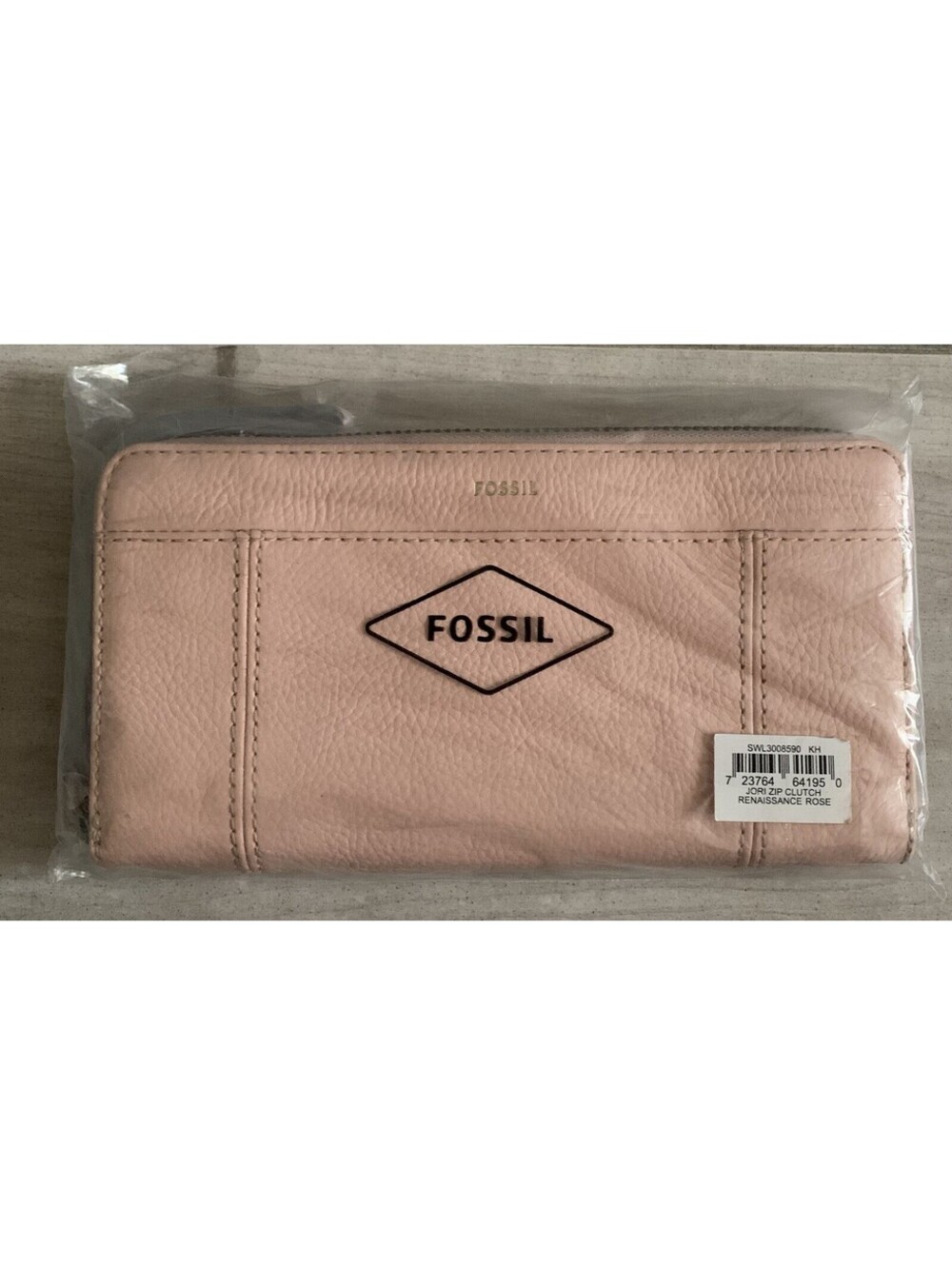 FOSSIL RFID JORI ZIP CLUTCH WRISTLET LEATHER WALLET Renaissance Rose Pink New